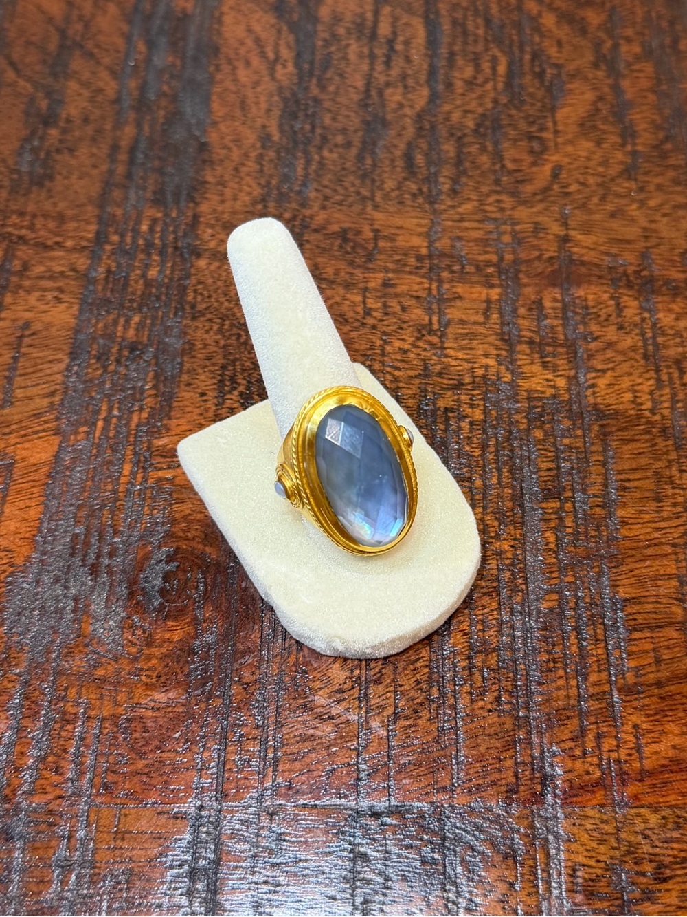 Julie Vos Cannes Statement Ring, Iridescent Chalcedony Blue